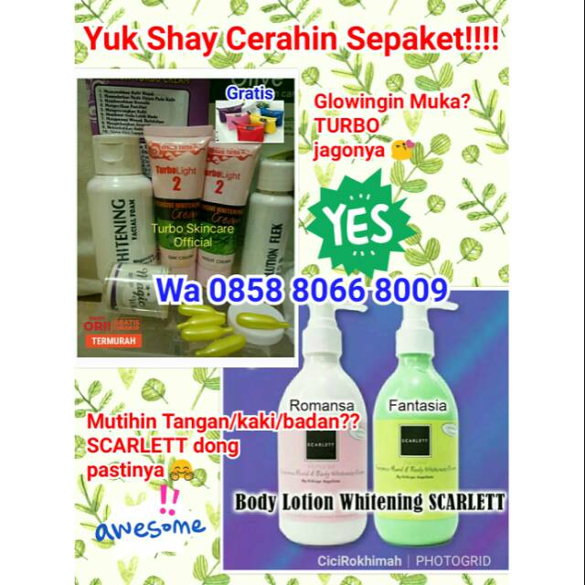 (COD) Paket Turbo Cream + Scarlett body lotion Whitening ORIGINAL