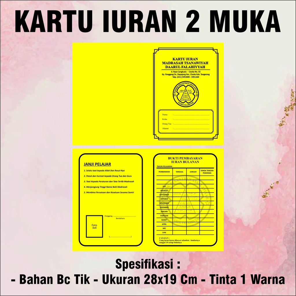 CETAK KARTU IURAN ( / Stock / Absensi / Les / Kas / Infaq dll )