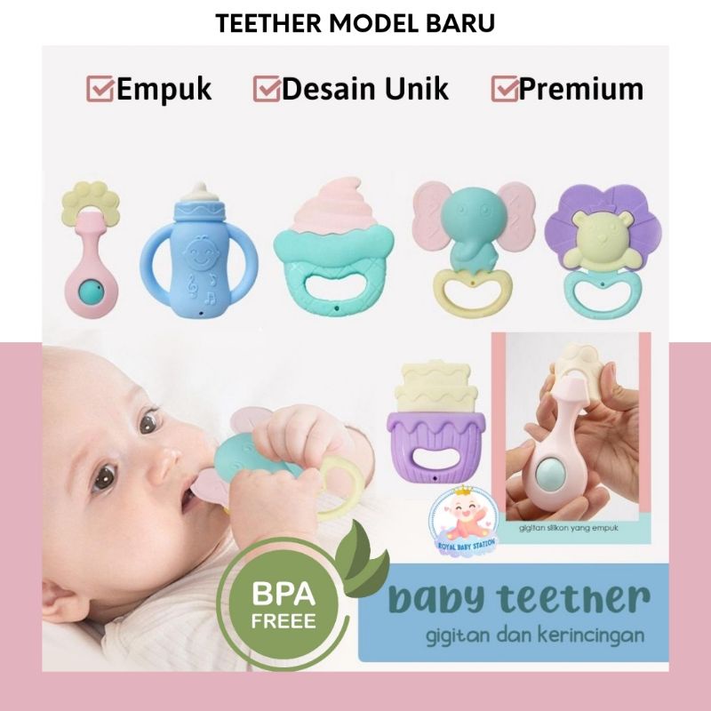 Mainan Rattle Teether Bayi Premium Model Baru Aneka Model