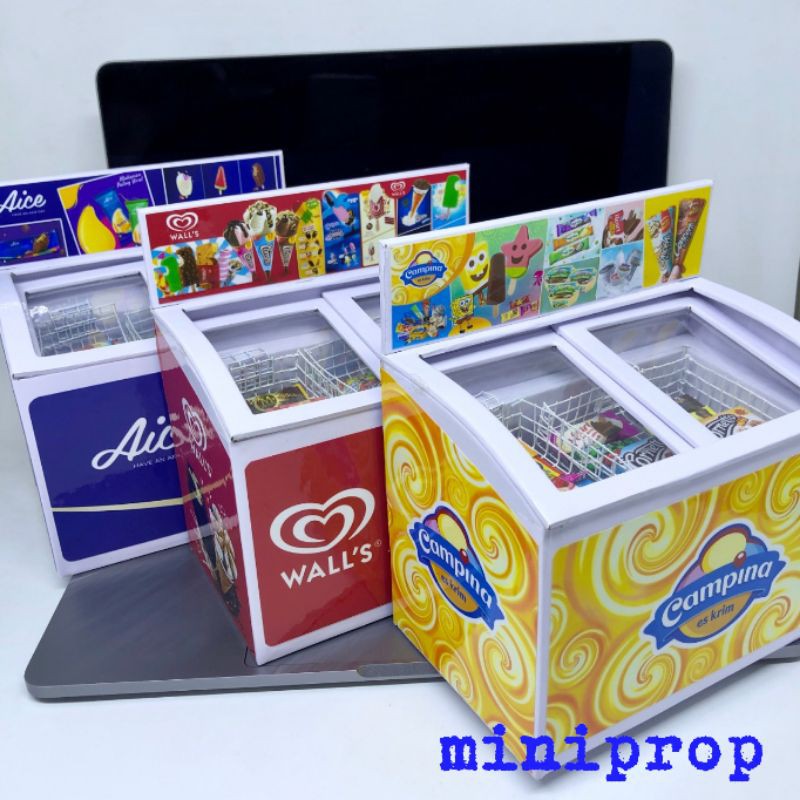 Miniatur Pajangan Freezer Ice Cream Termasuk 12 Pieces Mini Ice Cream Shopee Indonesia