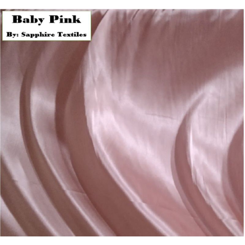 1Meter Kain Satin Silk Kilap Premium Jakarta Maxmara Lux (Jenis Bahan) Satin Bridesmaid Saten Silk Premium Kilap Bahan Satin Silk Charmuse Meteran Grosir Murah dan Bagus-Baby Pink