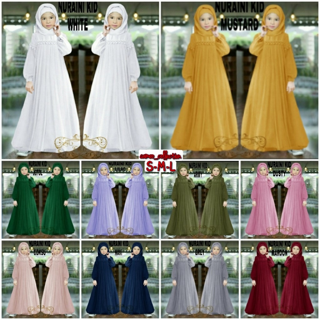 ( COD ) KID NURAINI GAMIS BRUKAT ANAK BAJU MUSLIM ANAK PEREMPUAN BAJU COUPLE IBU DAN ANAK PAKAIAN AN