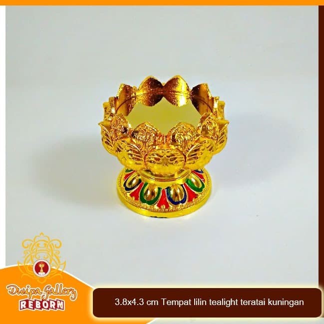 3.8 x 4.3 cm Tempat lilin tealight teratai kuningan