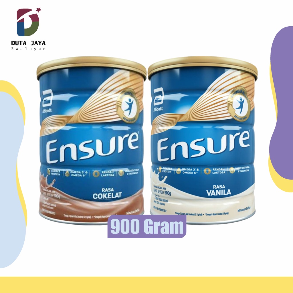 Ensure Susu Nutrisi Lansia Rendah Laktosa Cokelat, Vanilla 900 Gram