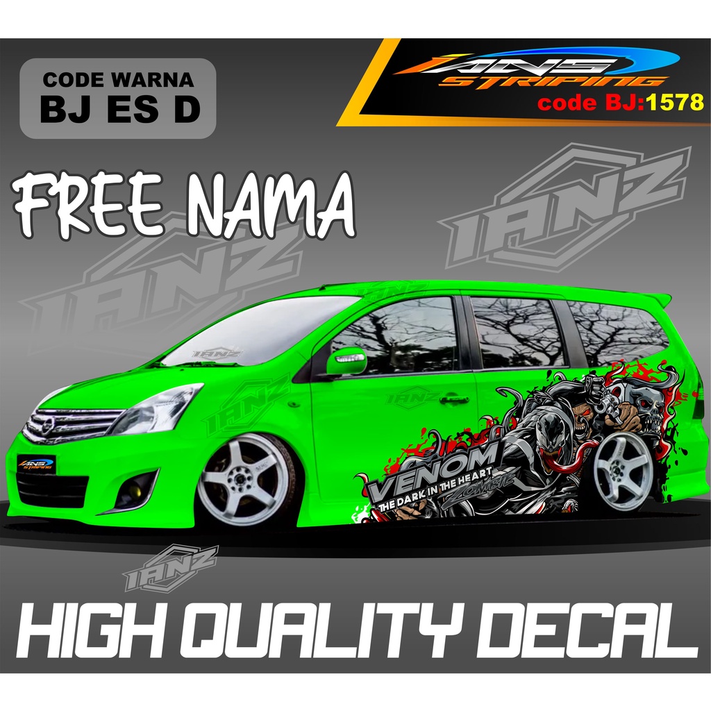 DECAL STICKER MOBIL GRAND LIVINA ANIMASI VENOM / STIKER MOBIL TERIOS XPANDER NEW DESAIN / VARIASI STIKER MOBIL AVANZA XENIA