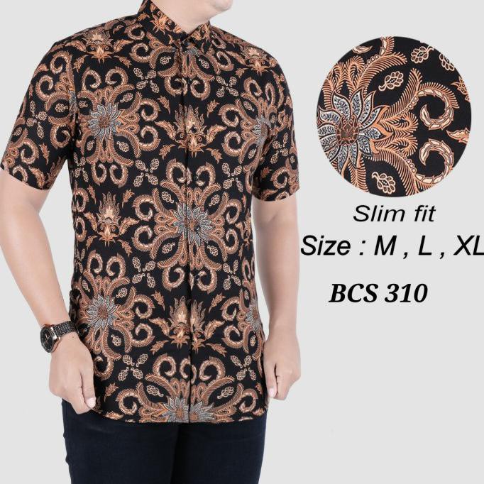 Jual Baju Batik Kemeja Pria Slim Fit - OB42 | Shopee Indonesia