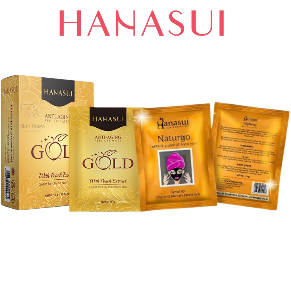 Hanasui Naturgo Lightening Peel Off Face Mask Masker hitam Anti Aging Gold Komedo 1pc 1sachet BPOM