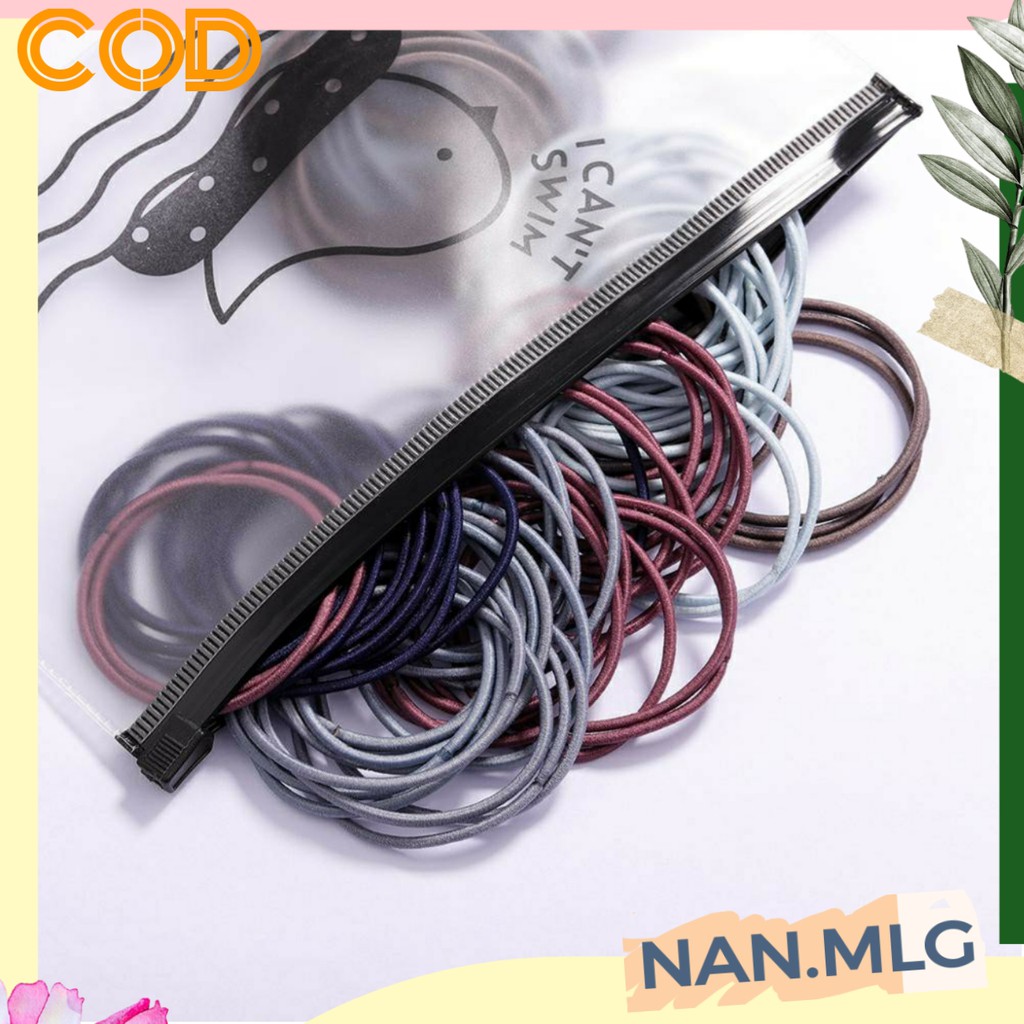 NAN 100pcs IKAT RAMBUT KOREA SIMPLE POLOS + POUCH / GELANG KARET KOREA / TALI RAMBUT SIMPLE