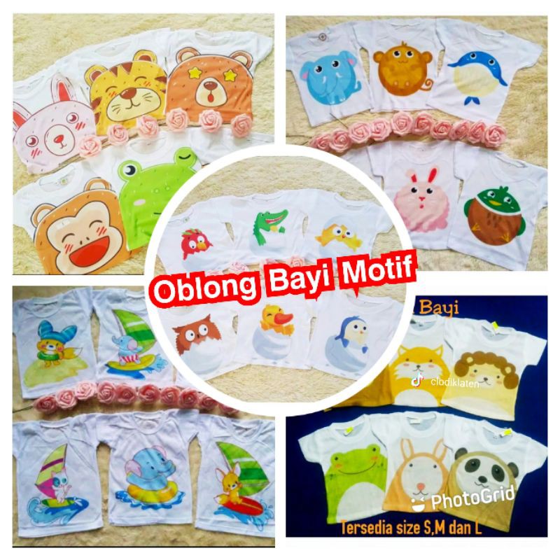 Kaos OBLONG Bayi Setali Harian Oneck Motif Karakter PUTIH Murah Usia 0 sd 16 Bulan