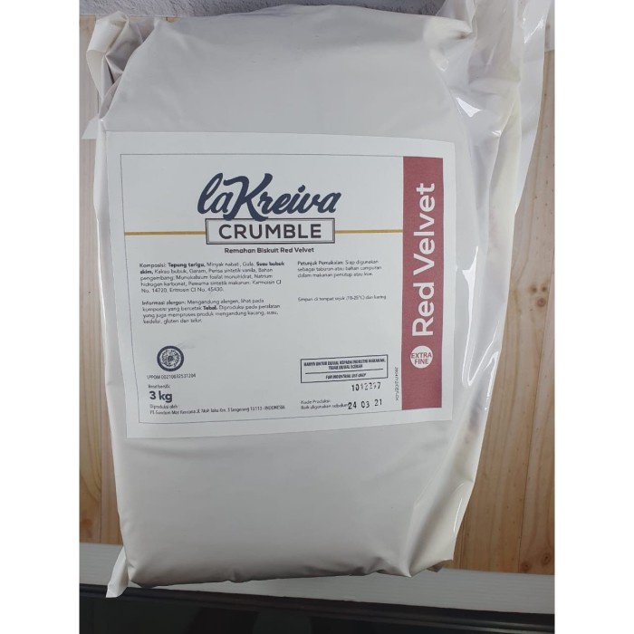 

Jual La Kreiva Red Velvet Crumble Extra Fine 3 Kg / Remahan Biskuit