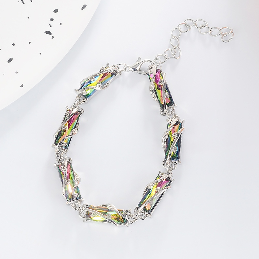 Hu Hu Hu Hu Hu Alat Bantu Pasang Kacamata♡ Gelang Bangle Desain Daun Geometri Hias Kristal Imitasi Untuk Wanita