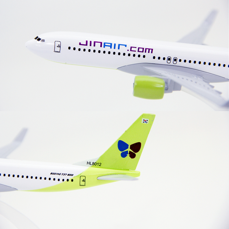 B737 Die-cast Pesawat Terbang Korea Jin Air Boeing 737 Bahan Metal Ukuran 16CM