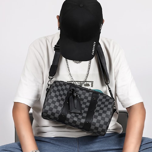 Tas Pria Cowok Cewek Selempang Modis Kotak Premium PU Leather Kulit