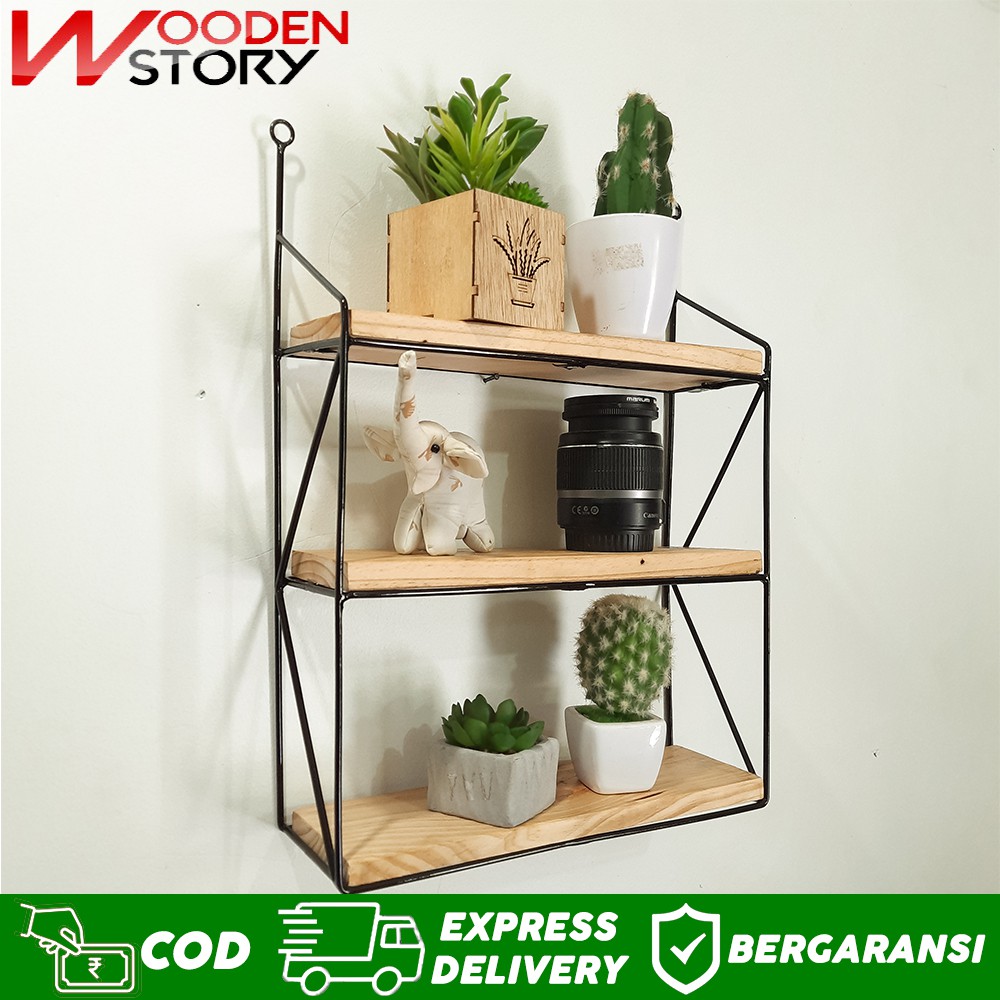 COD Rak Dinding Besi 3 Susun Hiasan Dinding Dekorasi COD Rak Dinding Besi 3 Susun Hiasan Dinding Dekorasi