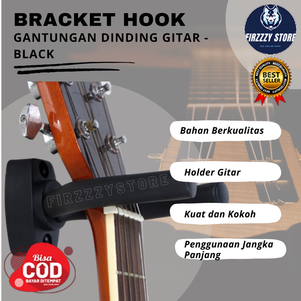 TaffSTUDIO Bracket Hook Gantungan Dinding Gitar  - Black