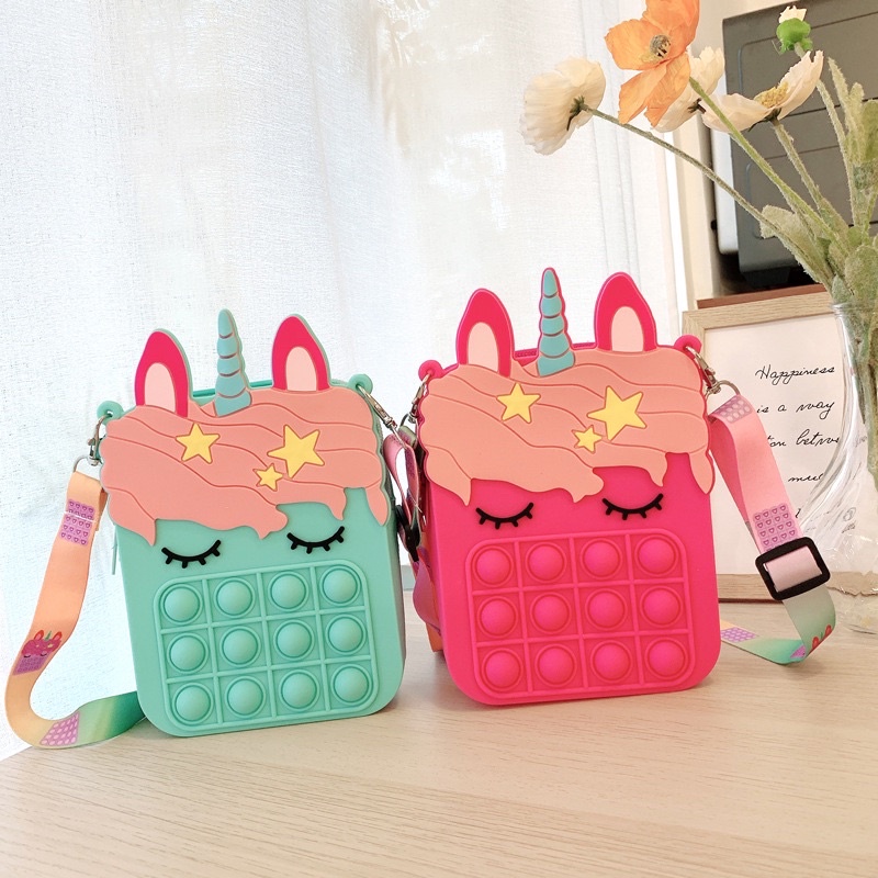 Tas Unicorn Anak Anak Pop it Sling Bag  [INCLUDE TALI SLING] [BIG UNICORN SERIES]