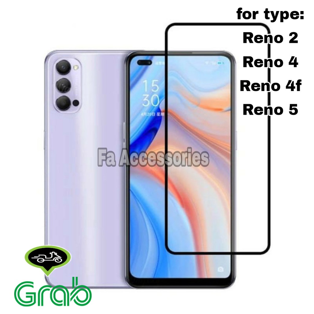 Tempered Glass 5D OPPO RENO 2 2F 4 4F 5 f Full Layar Screen Guard Curved Melengkung