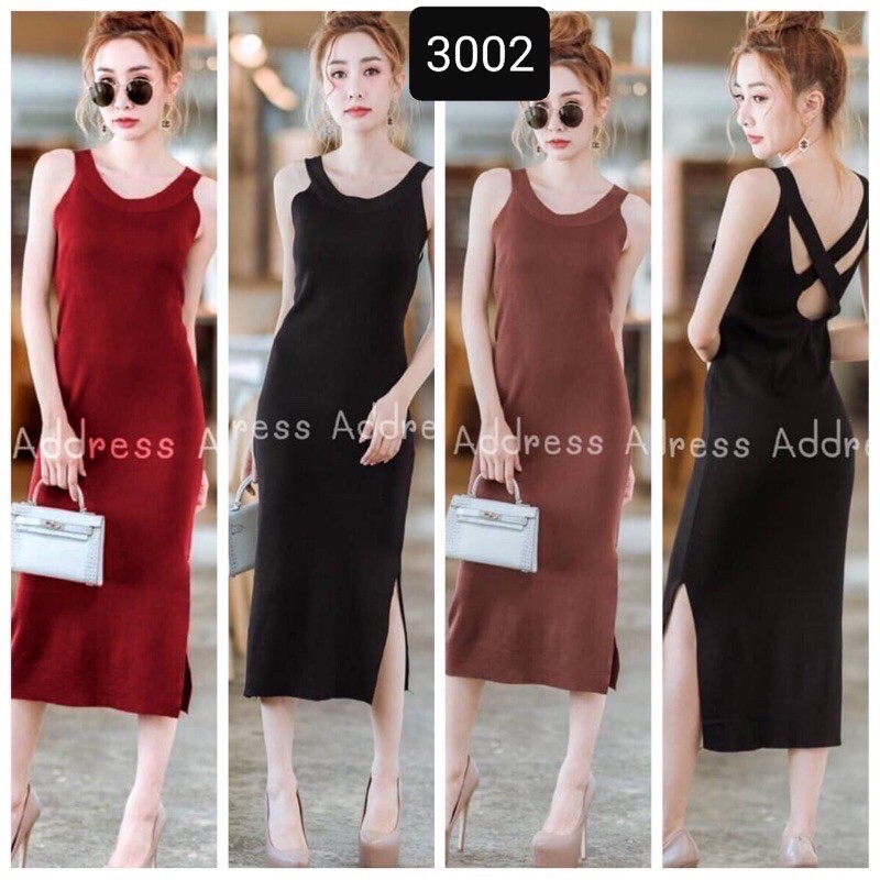 Fashion Pakaian Baju Terusan Sexy Dress Bodycon Dress Wanita Rajut Import 3002