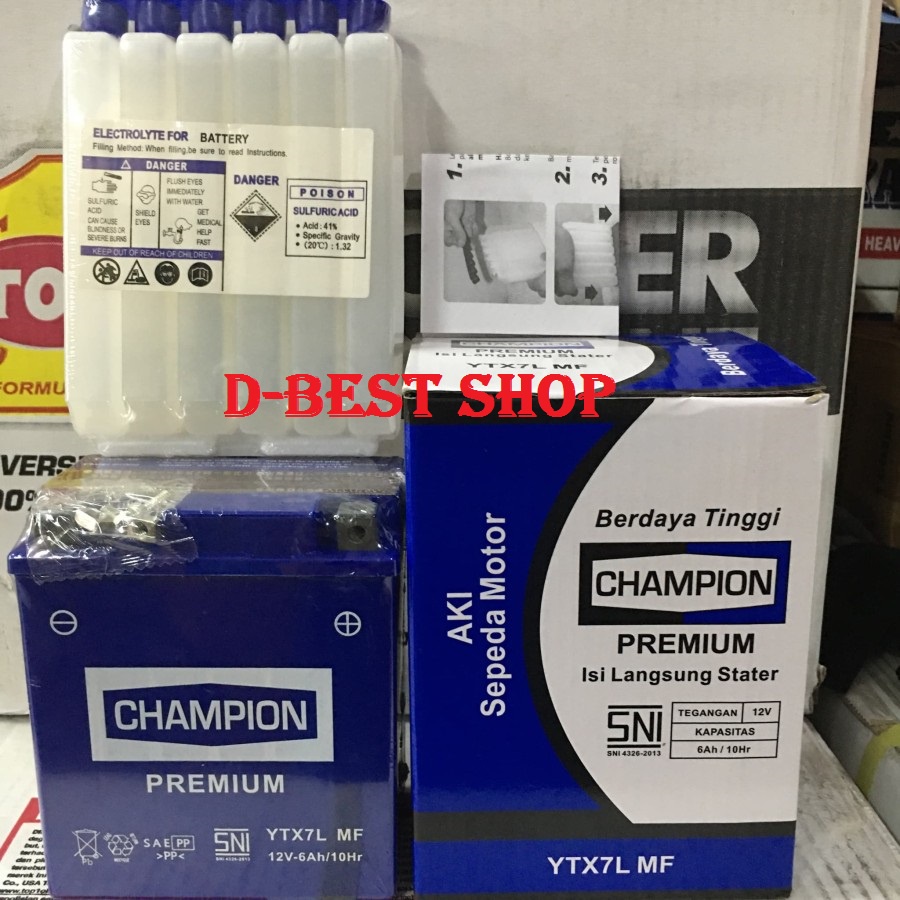 Aki kering CHAMPION YTX7L BS | Piaggio Gilera/ET4/Liberty, Vespa LX 150