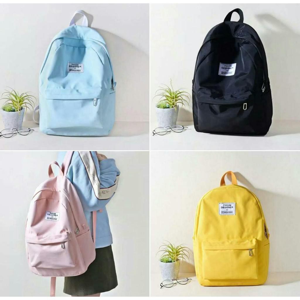 Tas Phium Backpack / Tas Ransel Sekolah Stylish Warna Pink Gratis Ongkir