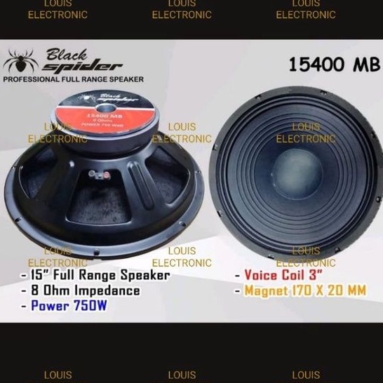 Speaker Black Spider 15400 MB 15400MB 15 Inch Komponen Black Spider 15400 MB ORIGINAL