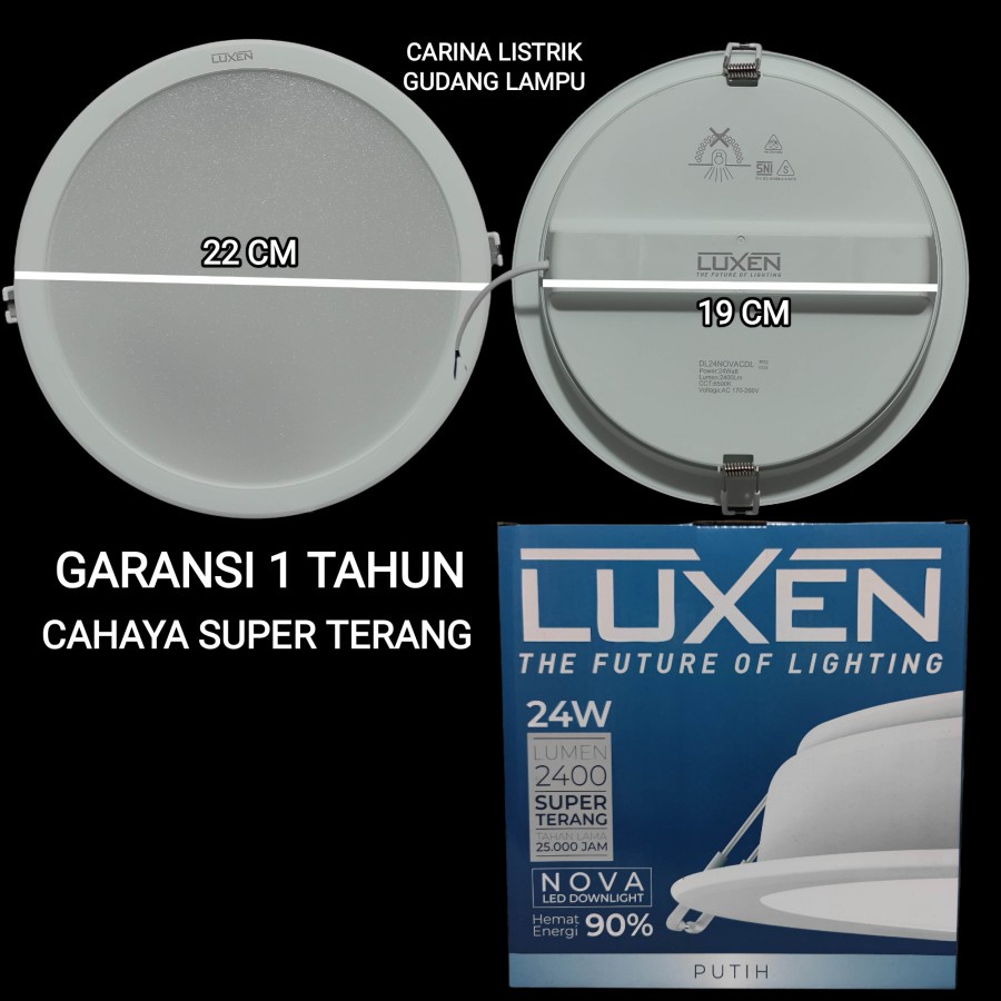 LUXEN NOVA PANEL LED 24W IB BULAT SNI GARANSI 1 TAHUN