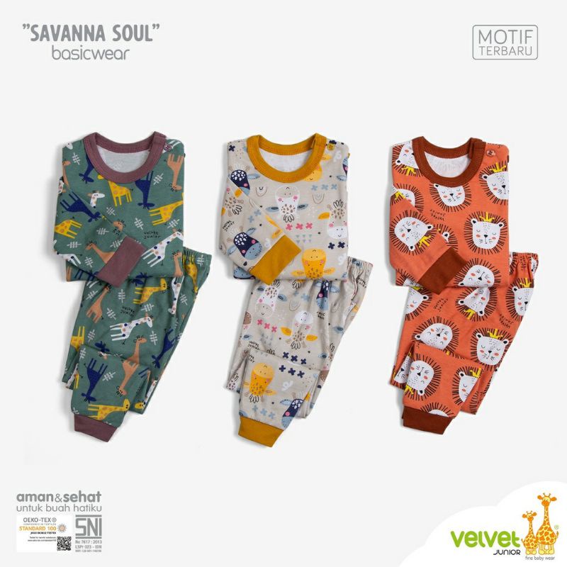 Setelan Panjang Piyama Anak Bayi Velvet Junior Savanna Soul