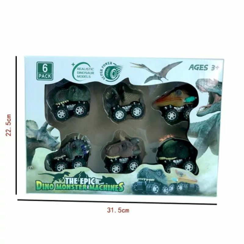 Mainan Mobil Dinosaurus Cars 6pcs Kado Paket Mobil Dino Toys Car Pull Back Hadiah Ultah