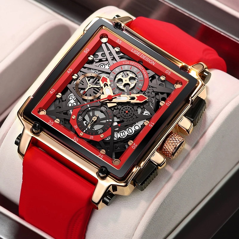 LIGE Original Jam Tangan Pria Multi Fungsi Terbaru Anti Air Kronograf Jam Tangan + Kotak
