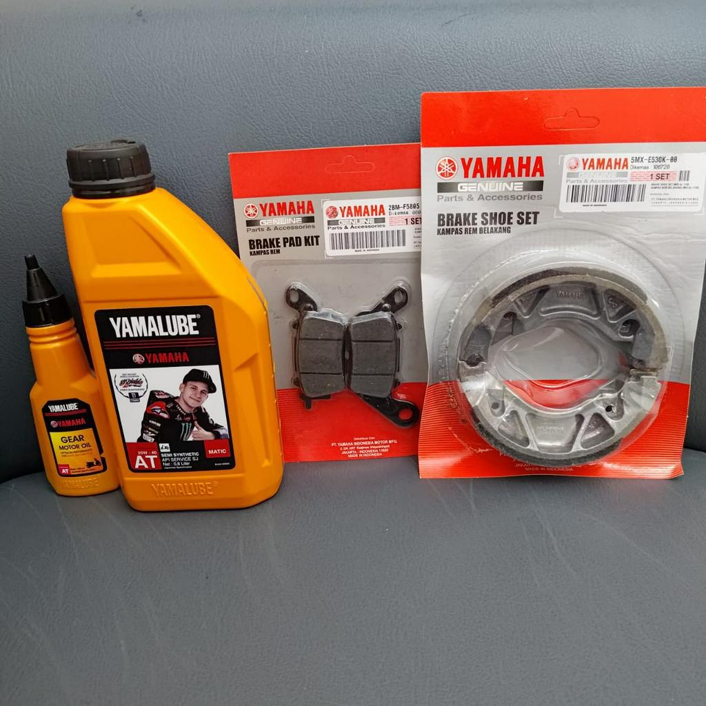 Paket Kampas Rem + Oli Mesin + Oil Gear Yamalube Mio M3 Z New Soul GT 125 Fino 125