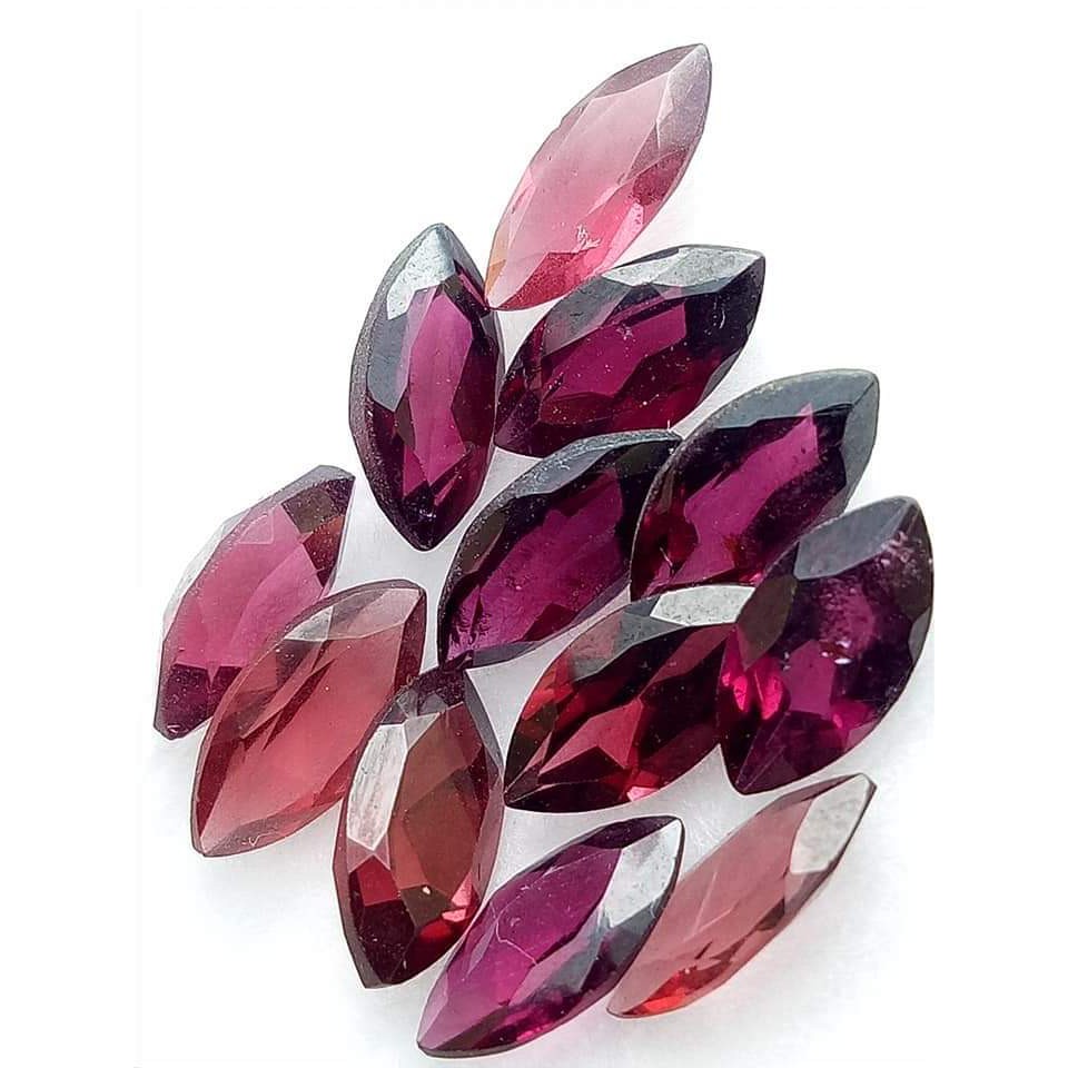 batu natural red garnet rhodolite cutting marquise asli