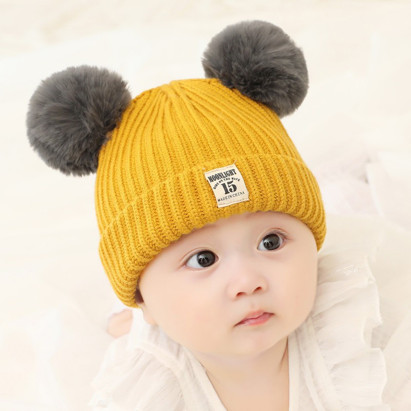 HIPPO LAND Topi Rajut Pompom Bulu Anak / Topi Kupluk Wool Rajut Hangat Bayi / Topi Anak Unisex 251