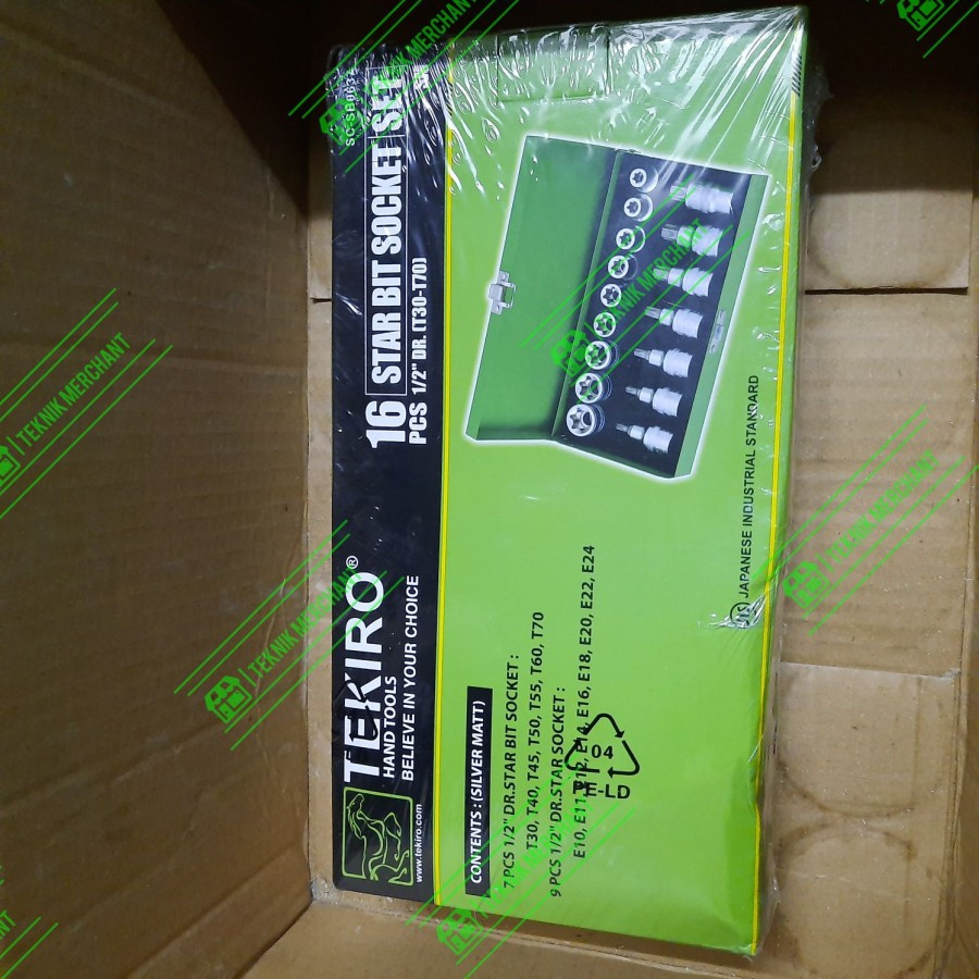 16 Pcs Set Mata Kunci Sok L Bintang 1/2" TEKIRO / Star Socket Wrench