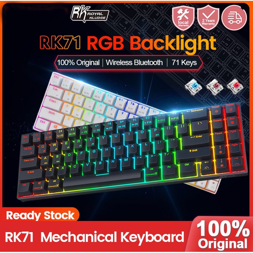 【Beli dua diskon 20%】 RK61 RK71 Wireless Bluetooth 61 71 Keys RGB Backlight 3 Modes Hotswap Gaming Mechanical Keyboard for PC Royal Kludge