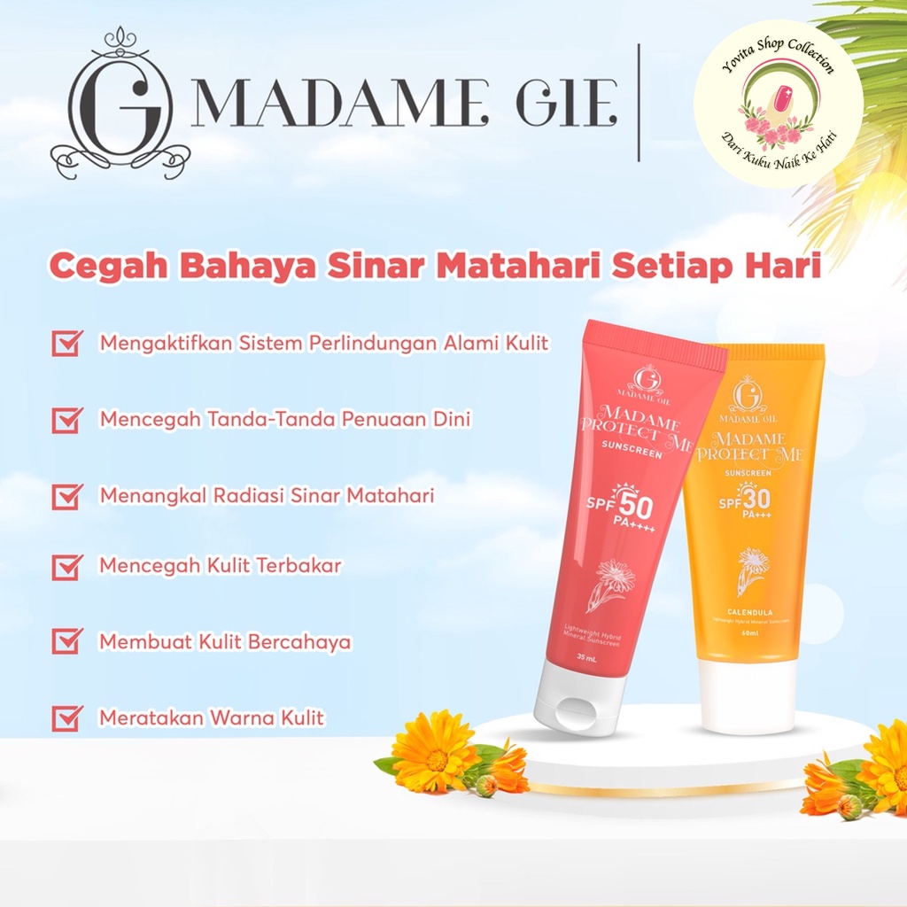 Sunscreen Madame Gie Madame Protect Me SPF 30 PA +++ &amp; SPF 50 PA ++++ With Calendula | Skincare sunblock