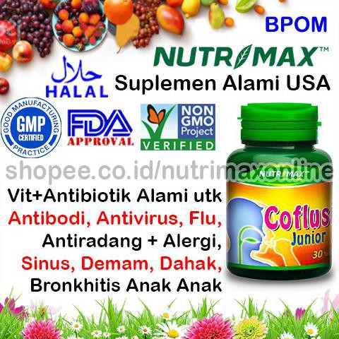 Nutrimax Coflusin Junior Isi 30 Vitamin Obat Herbal Batuk Kering Berdahak Alergi Pilek Sinus Anak
