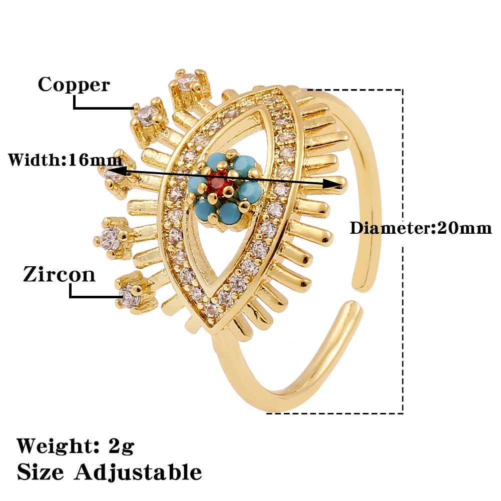 Baru wanita Terbuka cincin tembaga berlapis emas mikro bertatahkan zircon terbuka cincin beruntung m