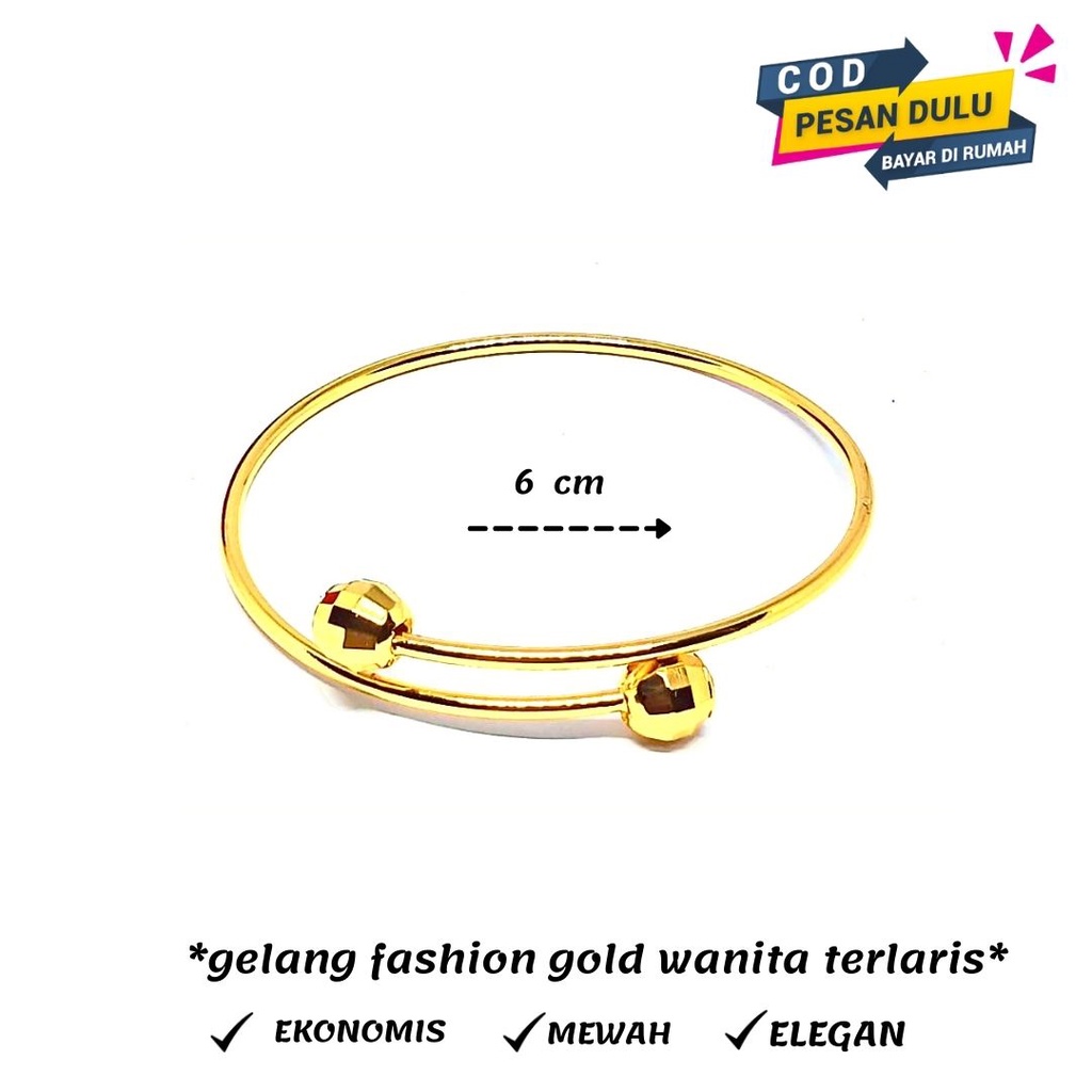 GELANG CUFF FASHION WANITA TERLARIS,DIAMATER 16-17 CM,SANGAT COCOK UNTUK BERAT BADAN 50-75 KG,WARNA GOLD,BISA BAYAR DITEMPAT