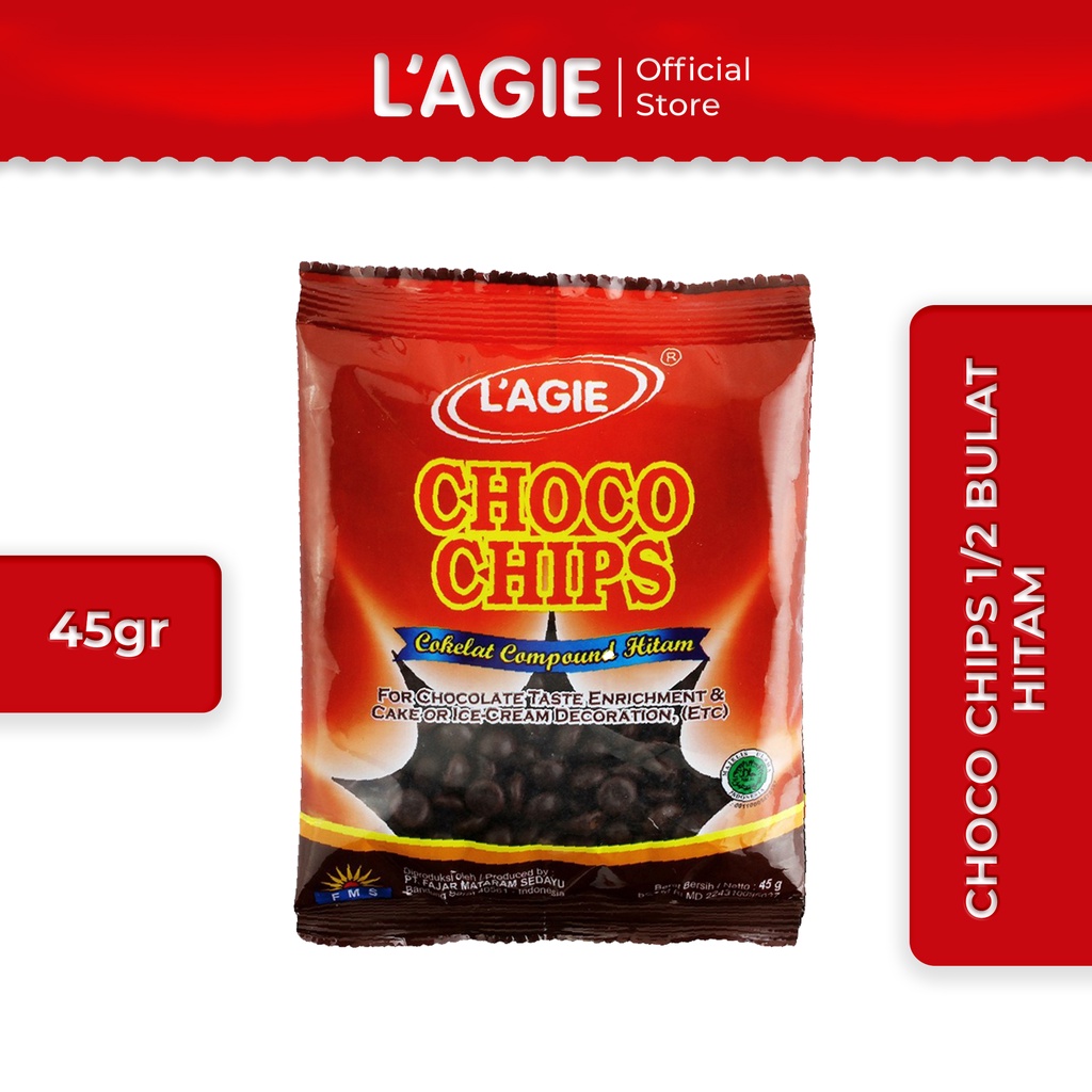 

Lagie Coklat Choco Chips 1/2 Bulat Hitam 45gr