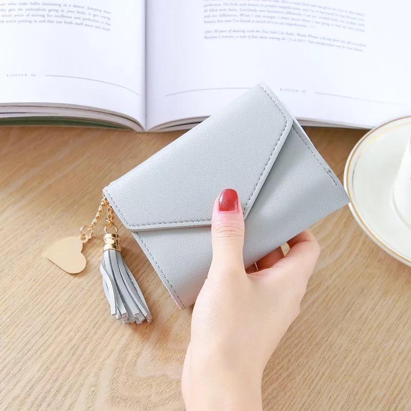 Dompet Lipat Wanita - Dompet Wanita Kecil - Dompet Import Gantungan Love Kecil