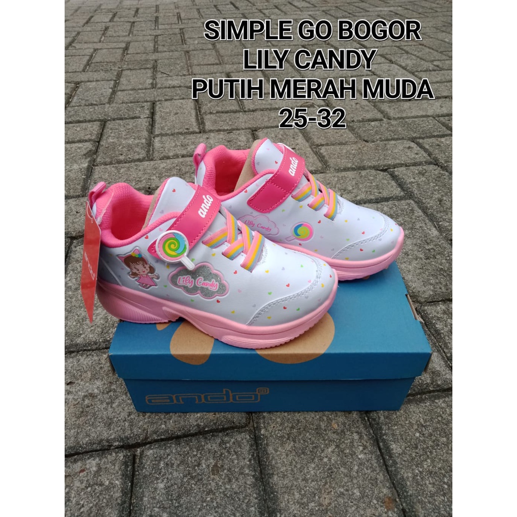 SEPATU ANAK PEREMPUAN TK SD SNEAKERS ANDO VELCRO LILY CANDY AND SMALL BES 25-32