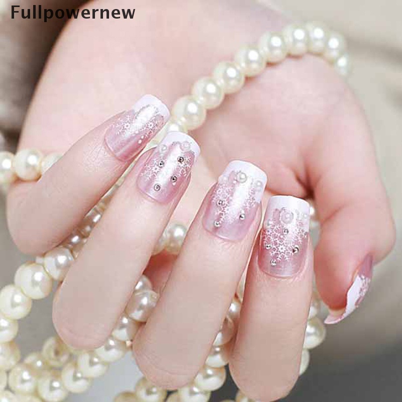 [FULL] 24*Snowflake short fake art skills acrylic nail fake artificial nails detachable