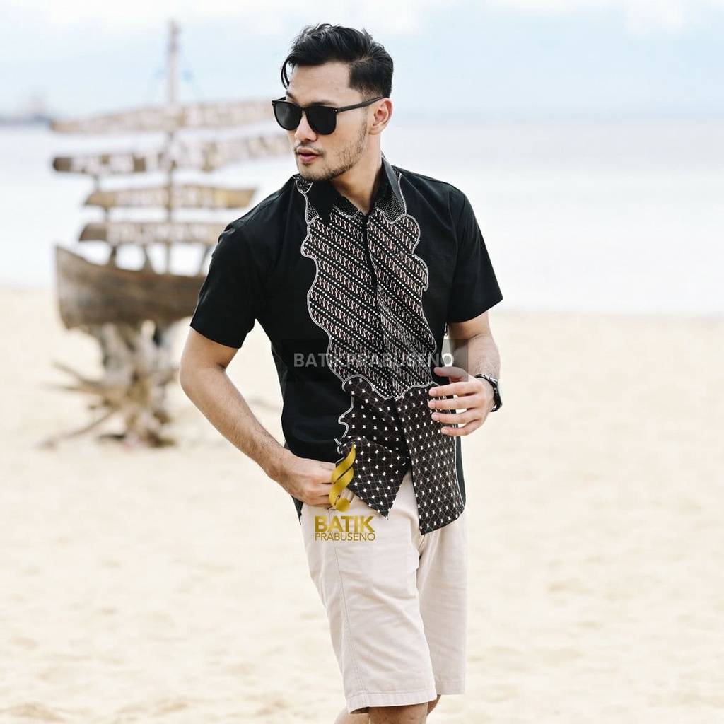 Batik Pria DEWA SAUNA  Batik Prabuseno Lengan Pendek Jumbo Slimfit Original 100% Solo COD Baju Kanto
