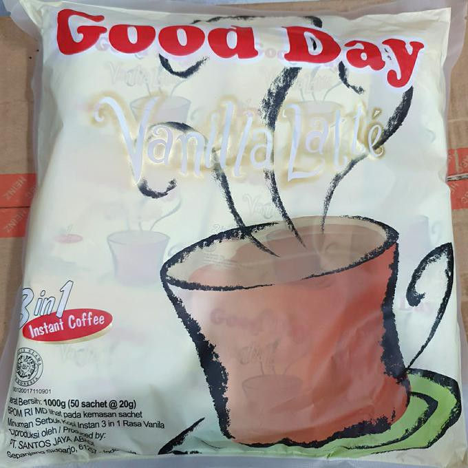 

Kopi Good Day Vanilla Latte 1 Pak isi 50 Sachet @20 Gram - Putih/White