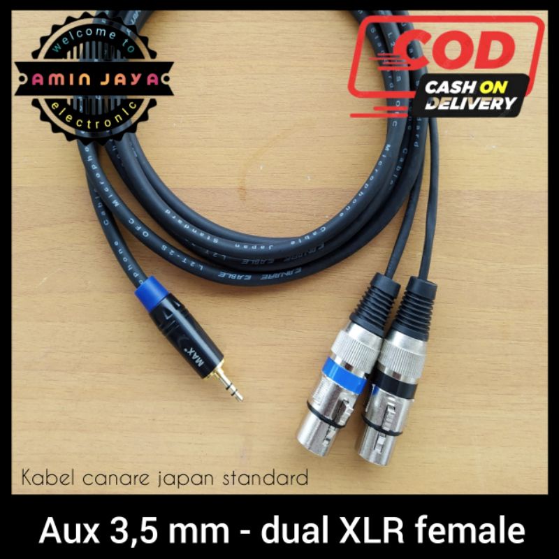 Kabel jack mini stereo 3,5 to dual xlr female kabel canare 3 meter