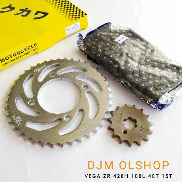 Gear Set Fukukawa Gir Paket Vega ZR Rantai 428H-108L-40T-15T