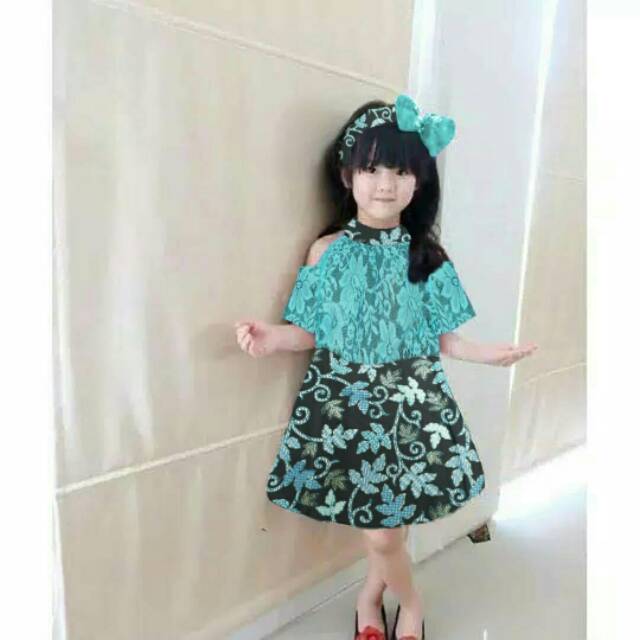 Febiola Kid 3 5 Tahun Dress Batik Anak Gaun Pesta Party Anak Baju Lebaya Anak Brokat Anak Shopee Indonesia