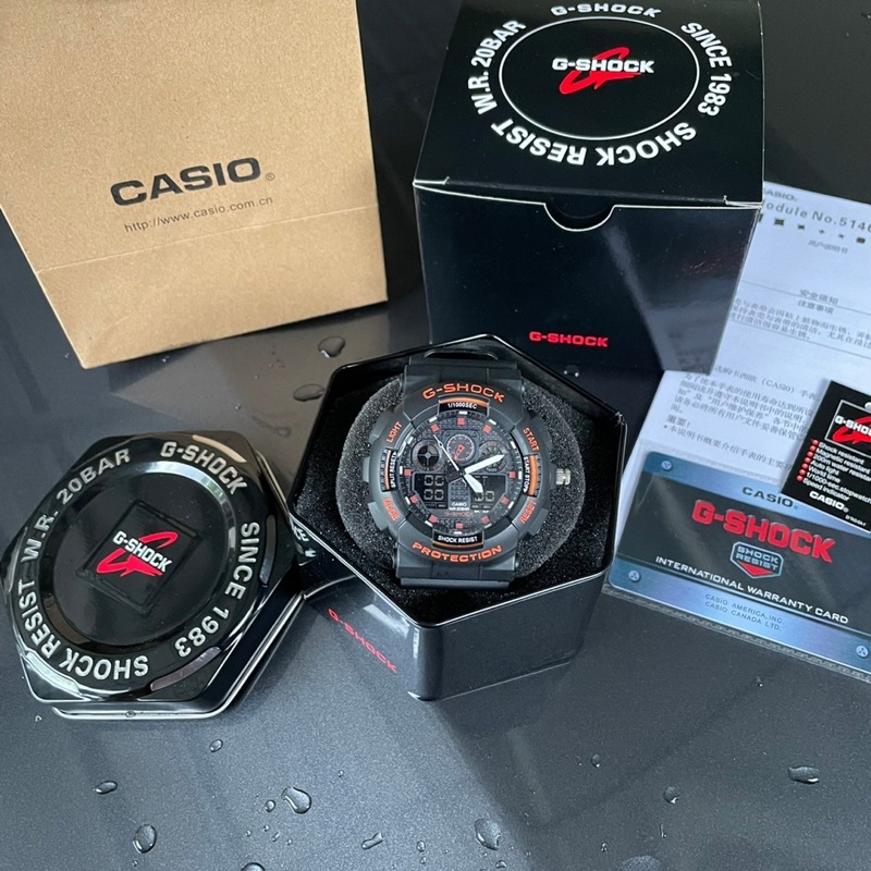 JAM TANGAN G SHOCK GA100 DUAL TIME FULLSET