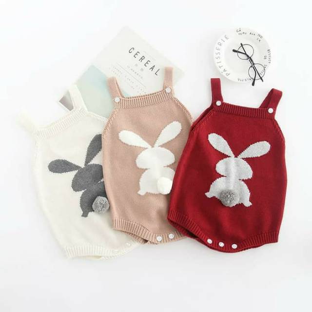 Baju rajut anak kelinci bayi romper baby girl jumper knitted rabbit