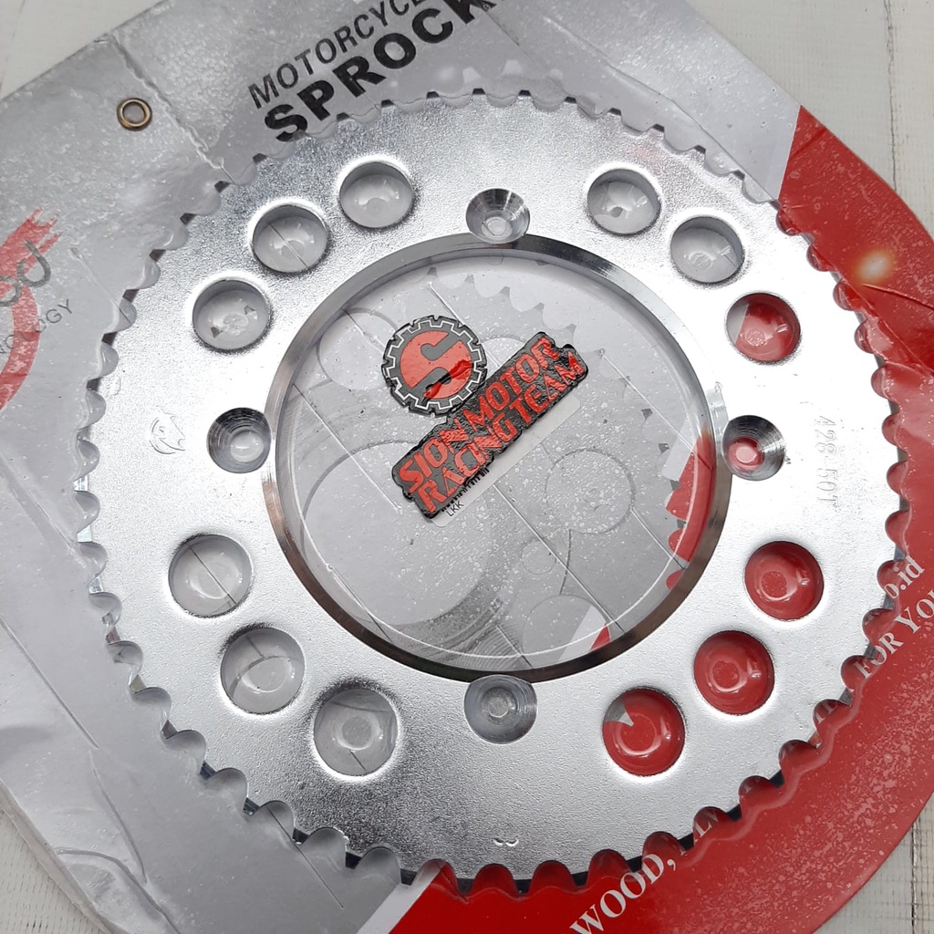 Gir Gear Belakang / Rear Sprocket Kawasaki KLX150 / KLX 150 / Dtracker 428 - 50T Wilwood Chrome-2